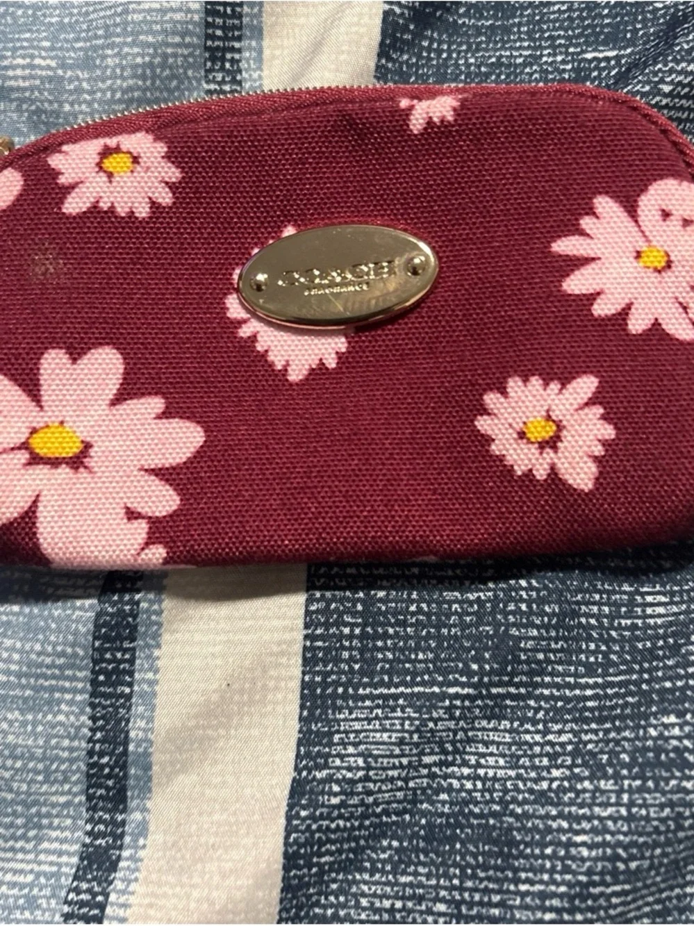 Coach Burgundy Coin Pouch with Gold Zipper - Picture 2 of 2